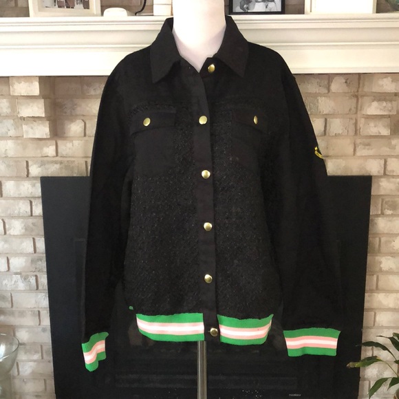 Ivystorehouse Alpha Kappa Alpha Sorority Black Pink Green Button Jacket sz L/XL - Picture 1 of 14